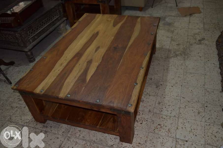 table set one big and 2 small solid wood teak 0