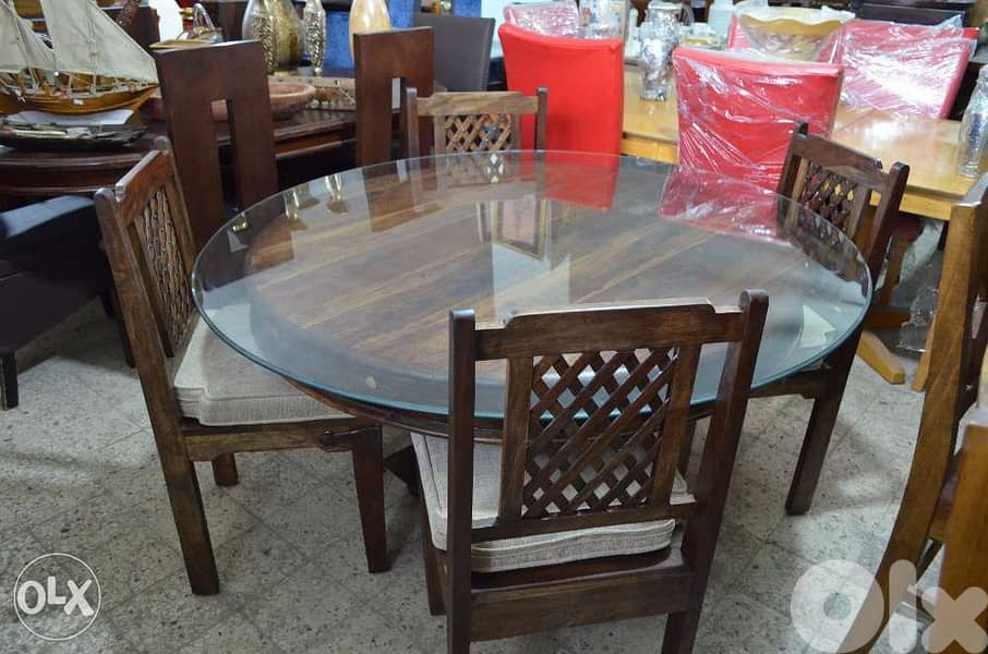 round solid wood teak table with 4 chairs 3