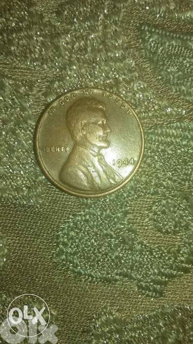 USA Bronze Coin One Wheat Cent year 1944 0