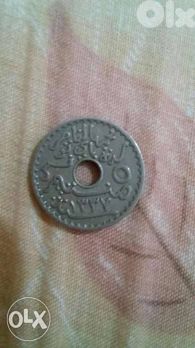 Tunisie 5 centimes Coin from year 1918 AD 1327 Hijri 0