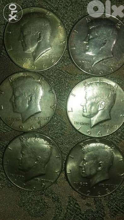 USA 6 Set Memorial Silver Half Dollars Jhon Kennedy fromn1964 to 1969 0
