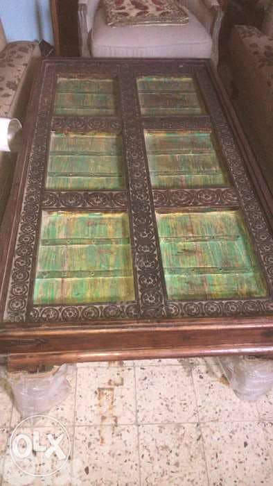 solid wood antique teak door table 2