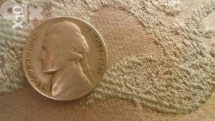 USA Five Cents Coin Nickel o Presidnt Jefferson Coin year1947 0