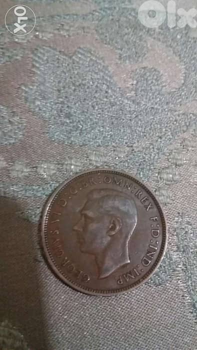 UK penny of King Georges VI year 1938 0