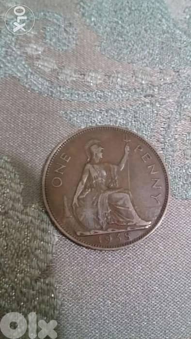 UK penny of King Georges VI year 1938 1