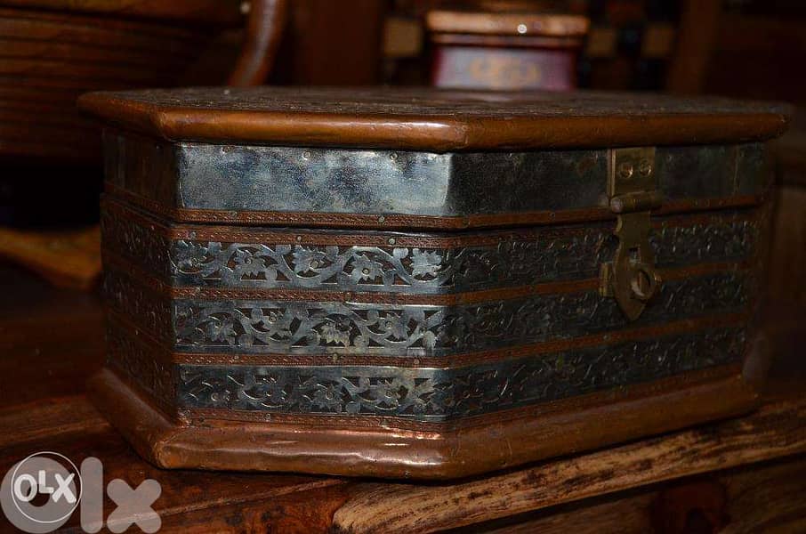 box copper and wood antique 2
