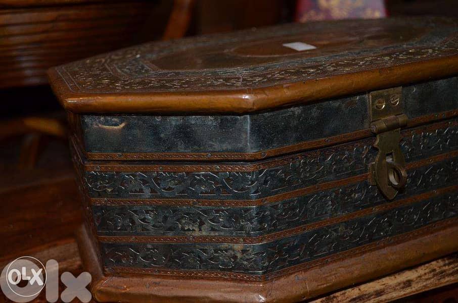 box copper and wood antique 4