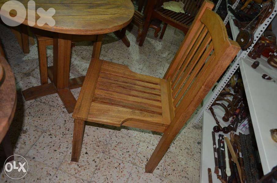 table and 2 chairs outdoor teak wood 1
