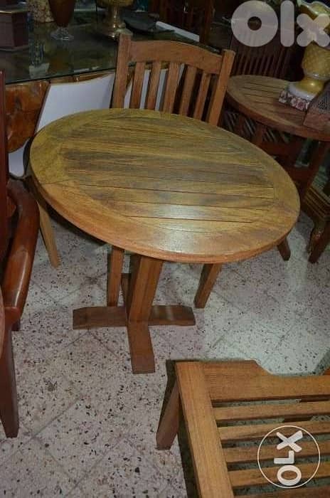 table and 2 chairs outdoor teak wood 3
