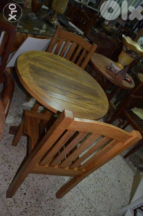table and 2 chairs outdoor teak wood 5
