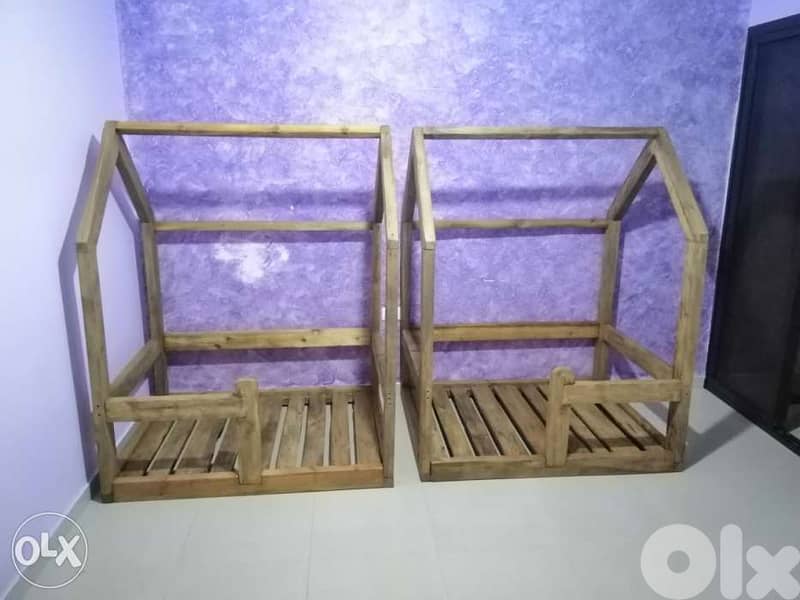 Kid's Creative bed recycling wood تخت أطفال خشب سميك 1
