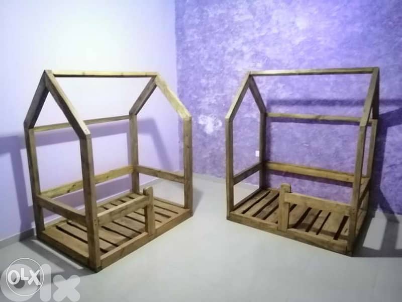 Kid's Creative bed recycling wood تخت أطفال خشب سميك 2