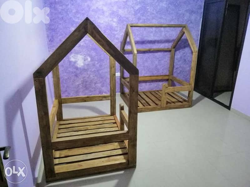 Kid's Creative bed recycling wood تخت أطفال خشب سميك 3