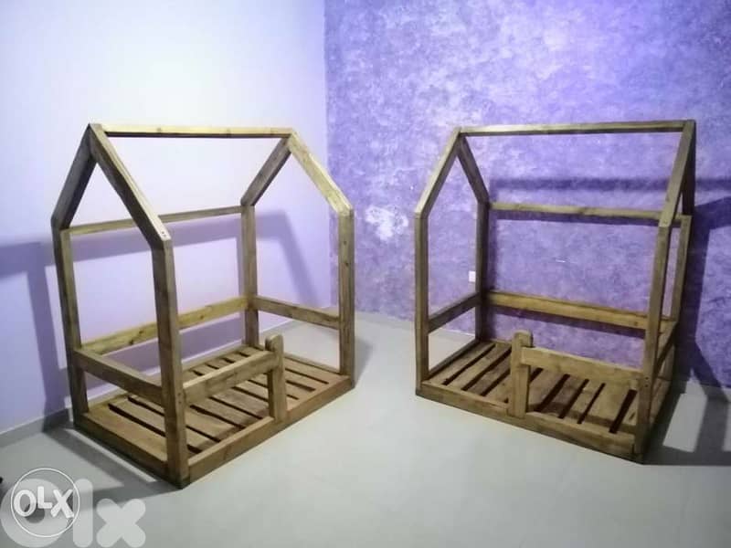 Kid's Creative bed recycling wood تخت أطفال خشب سميك 4