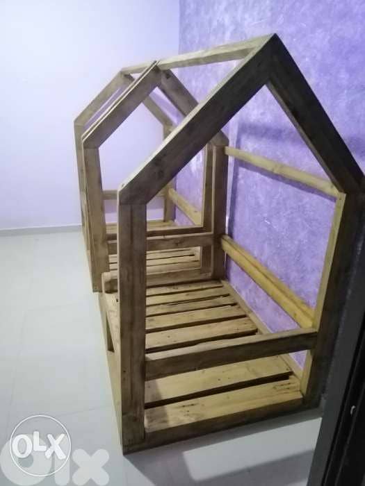 Kid's Creative bed recycling wood تخت أطفال خشب سميك 5