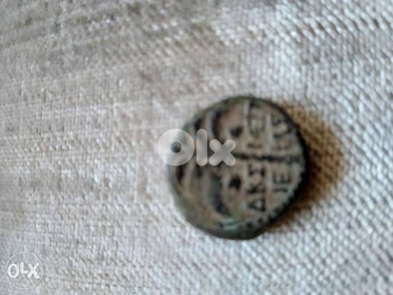 Ancient Phoenicia Bronze Coin of Godess Tyche Tyre mint Year 77 BC 3