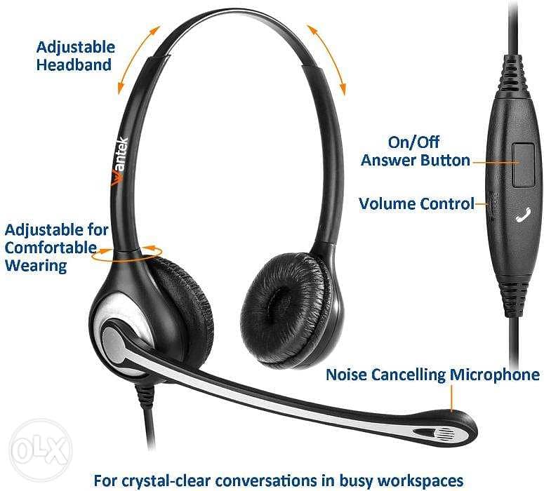 Wantek Noise Canceling Cell Phone Headphones & Microphone / 2$delivery 1