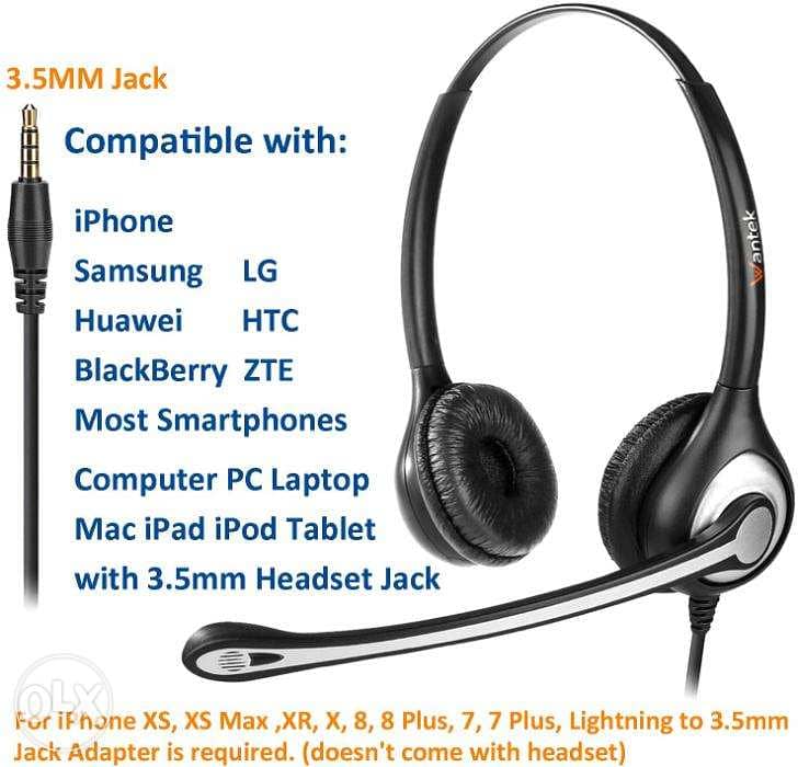 Wantek Noise Canceling Cell Phone Headphones & Microphone / 2$delivery 3
