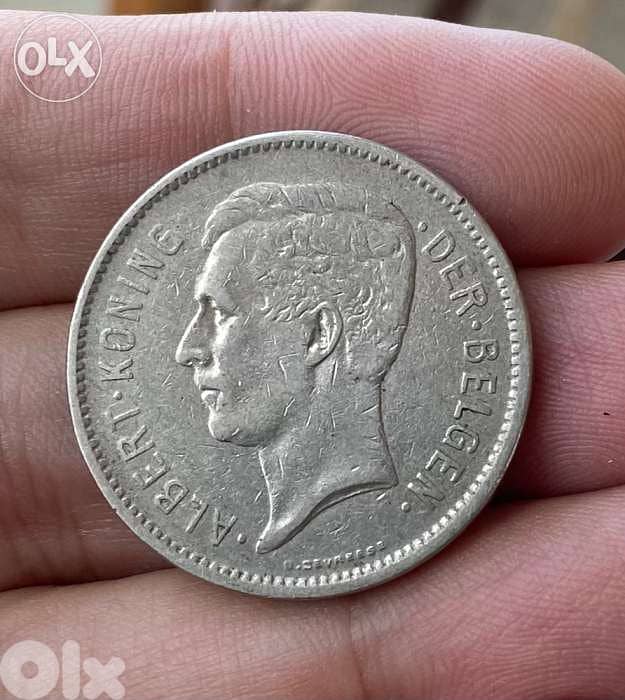 عملة ٥ فرنك بلجيكا سنة ١٩٣١ الملك البرت كونينك 0