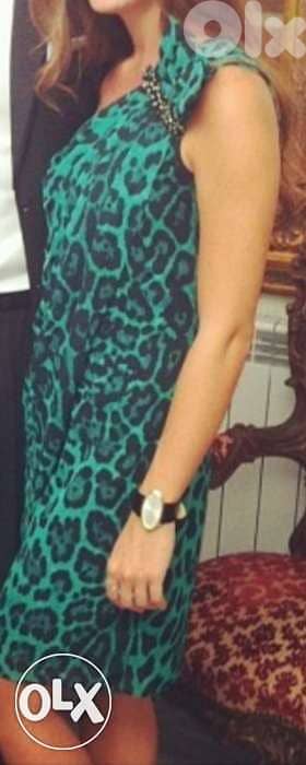 Dress, short, green and black. 2