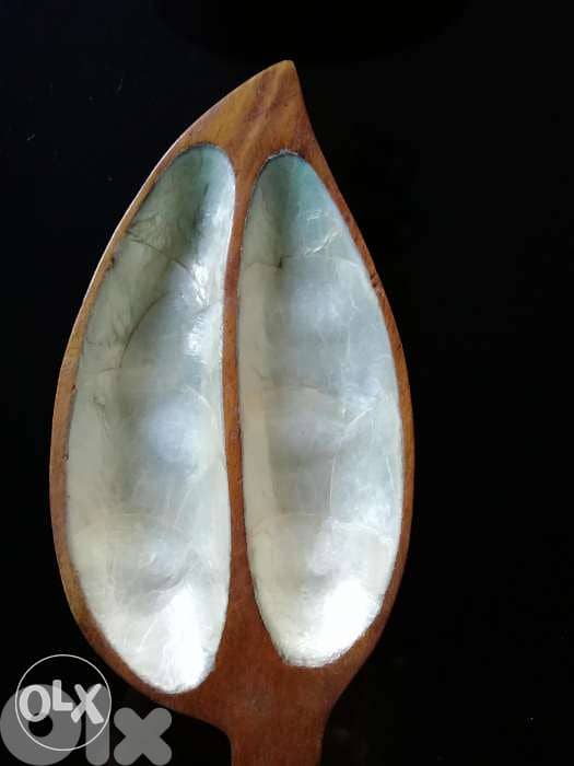 Vintage Capiz and wood appetizer dishes 2