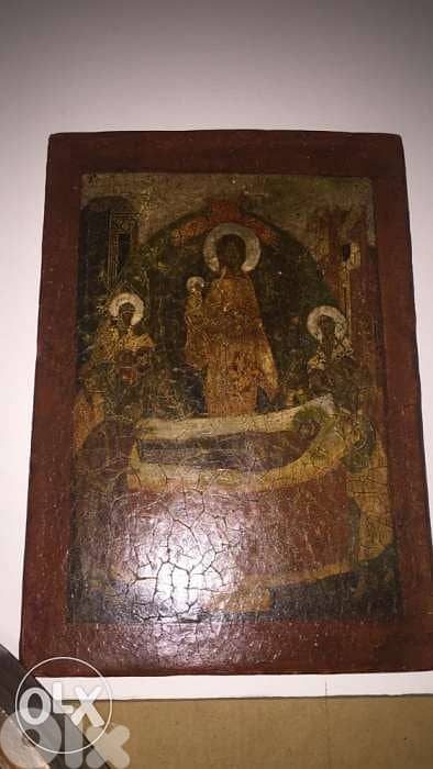 antique 18th century icon dormition 0