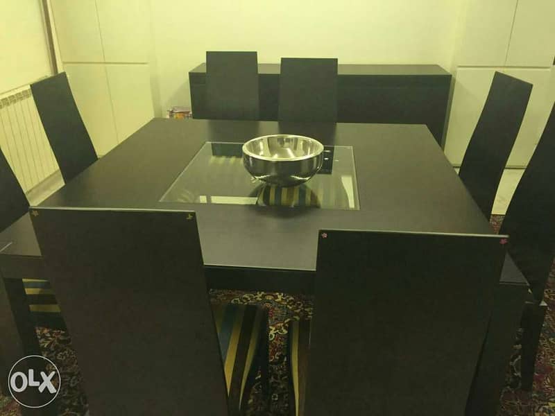 Dining room set (8 chairs) + cabinet 4