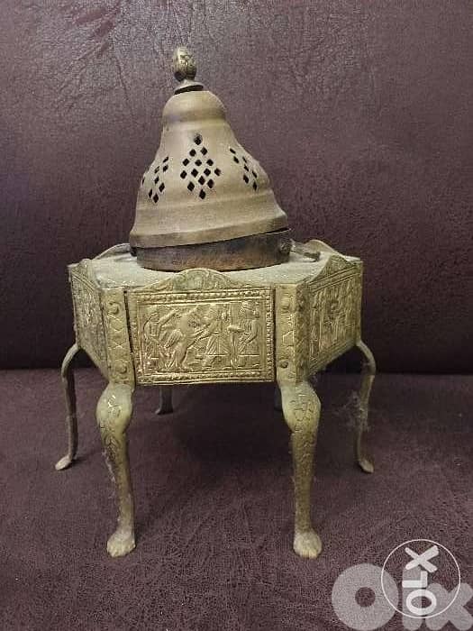 مبخرة تراثية نحاس قديم Old brass incense burner heritage 0