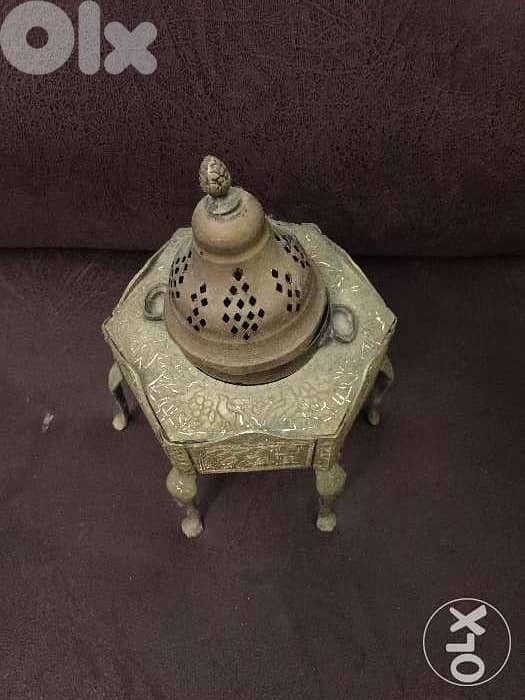 مبخرة تراثية نحاس قديم Old brass incense burner heritage 1