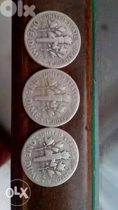 3 silver USA Rosvelt Dimes year 1946 & 1954& 1958 1