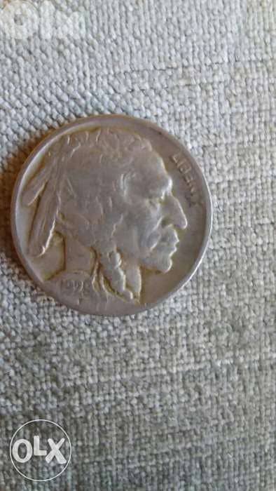 Two USA Buffalo Indian Head Five cents Nickel year 1929 1