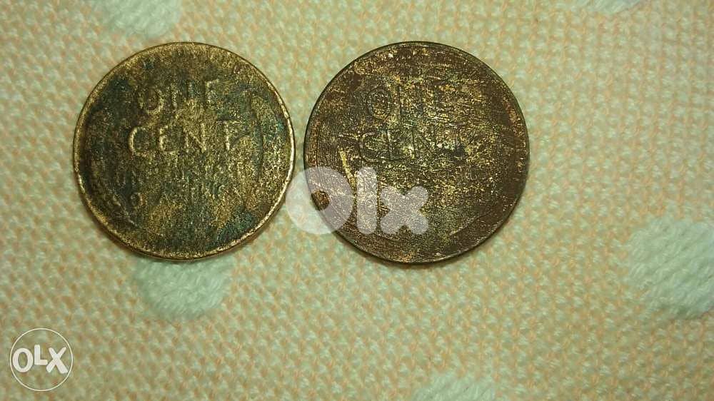 Two USA Lincoln Wheat Cents 1954 D & 1955 D 1