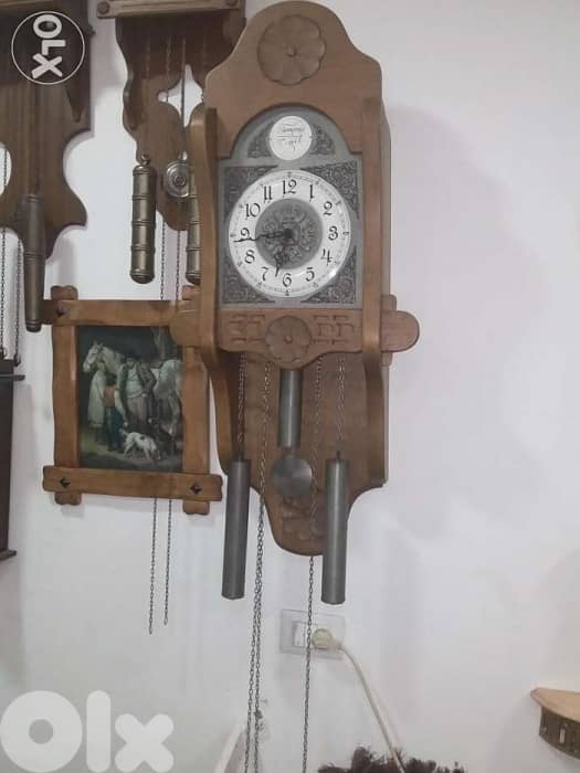 ساعة انتيكا جنازير خشب سنديان 0