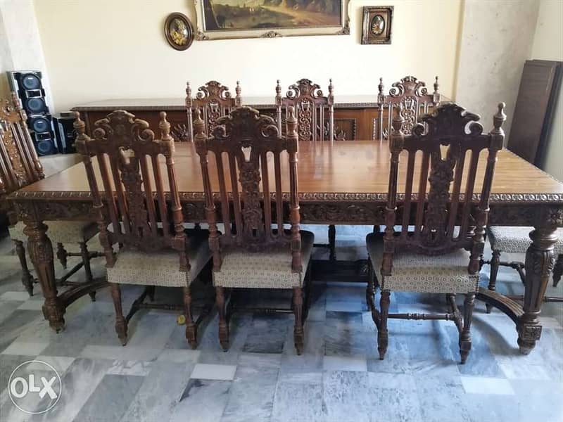 من اجمل سفرة في غاية الفخامة حفر فني ثمين ومميز جدا شغل يدوي انتيك 0