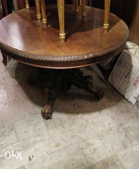 سعر ولا اروع طاولة سفرة سنديان فرنسب قاعد حفر اسود مميزة جدا تصفيه 0