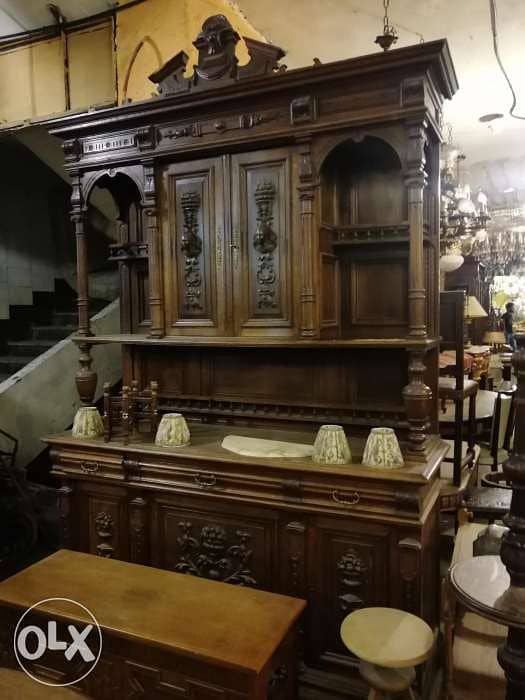 ولا اروع درسوار تاج حفر مميز انتيك صنع فرنسي بالخشب الجوز الصافي انتيك 0