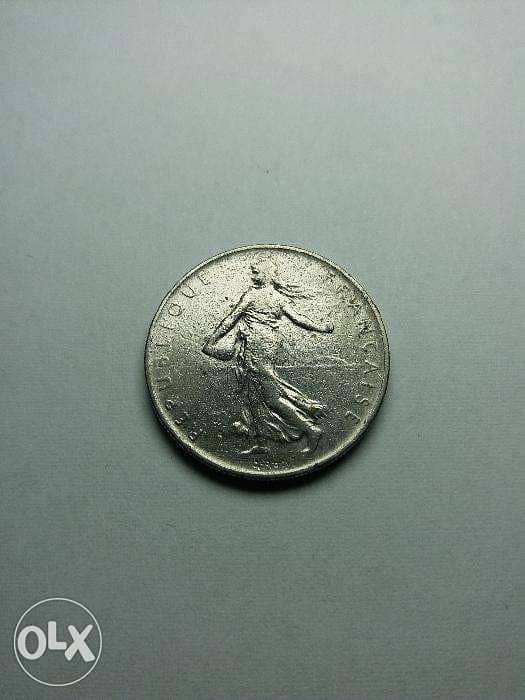 1960 French One Franc LIBERTE EGALITE FRATERNITE Coinفرنك فرنسي معدنية 1