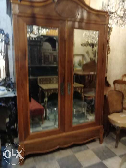 خزانة غرفة نوم درفتين فرنساوية مراية سانغوبان تاج حفر ناعم جميل سعر مغ 0