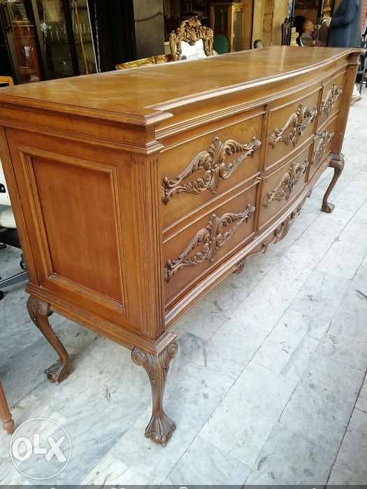 طقم غرفة سفرة روعة من الروائع حفر الفرنسي الانتيك من خشب السنديان صافي 2