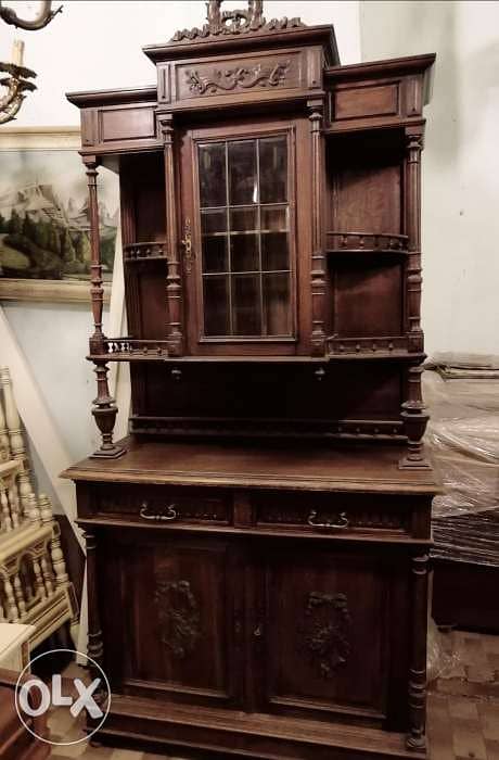 درسوار فرنسي بوفيه او فيترين تحفة حفر فرنسي روعة الجمال والشغل اليدوي 0