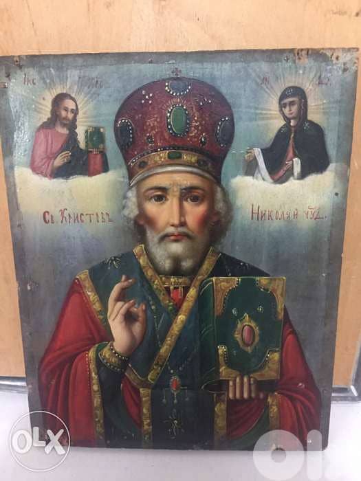 antique Russian icon st Nicolas 1