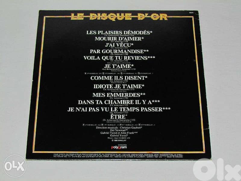 charles aznavour disque d'or vinyl barclay 1
