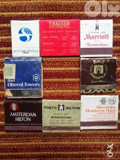 Vintage matchboxes from international hotels