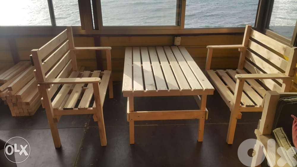 طاولة وكراسي للحديقة wood tables and chairs outdoor 0