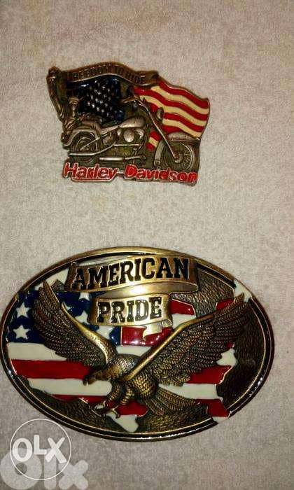 harley davidson original belt buckle+ american pride buckle 2