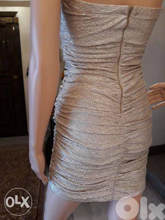 Metallic Silver Short Evening Dress 5