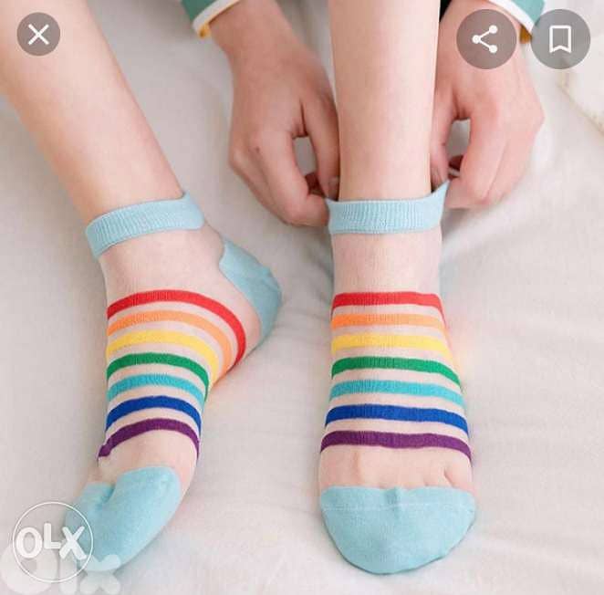 rainbow transparent  socks 0