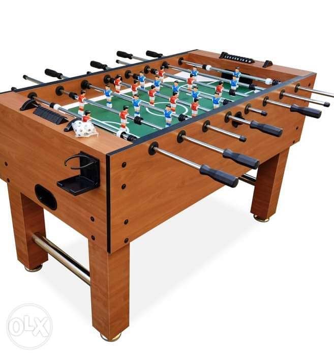 brown wood soccer table 0