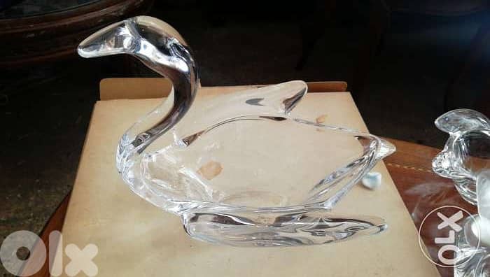 بطة مميزة كرستال سافر فرنسي ممضي اصلي مميز جدا crystal du sevres 0