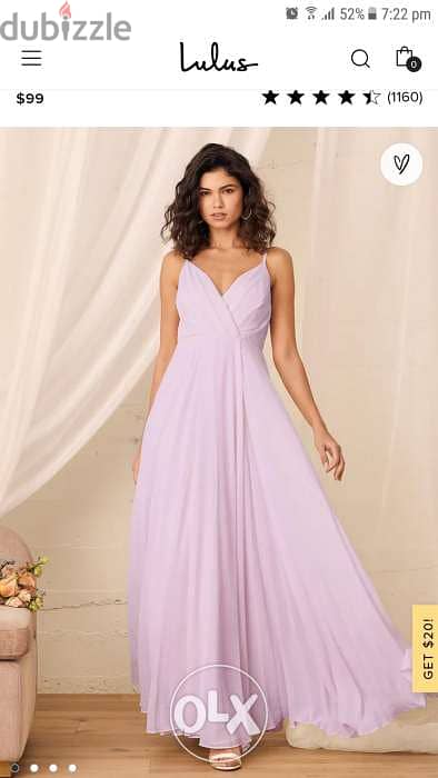 Lulus dusty lila bridesmaid evening maxi occasion dress large فستان 4